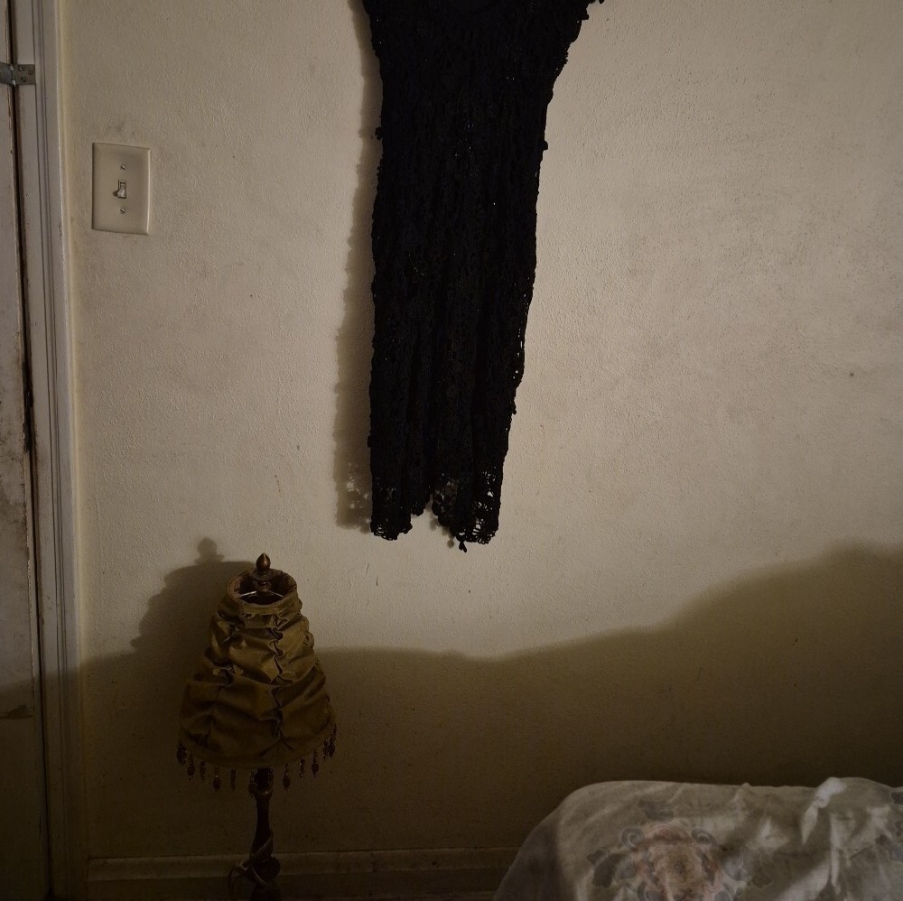 Vintage Black Crochet Lace V-Neck Asymetrical Women’s Dress - Picture 9 of 16